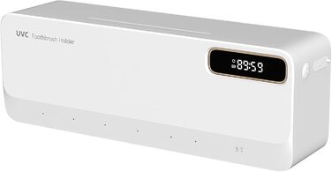 Стерилізатор зубних щіток UV з підставкою на 5 щіток, з таймером, для кріплення на стіну, 2000 mAh (білий)