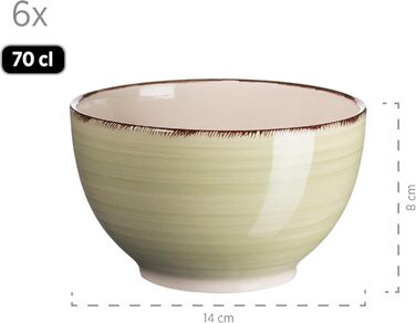 MÄSER 931616 Bel Tempo II 30-piece Vintage Dinnerware Set for 6, hand-painted ceramic combination service in green, stoneware