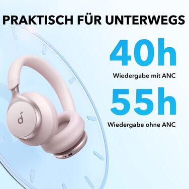 Soundcore Space One Рожеві Бездротові Навушники з Активним Шумозаглушенням Bluetooth 5.3, 40 годин, Hi-Res Audio, App