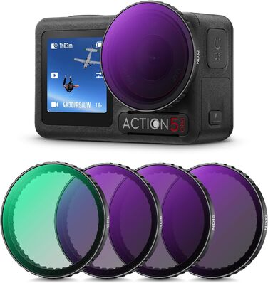 Набір фільтрів K&F Concept ND для DJI Osmo Action 4/5 PRO: ND8, ND16, ND32, ND64 + поляризаційний фільтр (CPL)