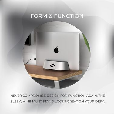 HumanCentric Adjustable Laptop Stand & Dock - Leather & Aluminum - Vertical Stand for MacBook Pro & Laptops (0.5' - 1.5')