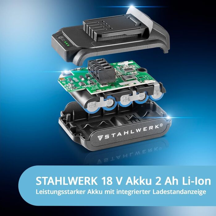 Акумуляторний шуруповерт STAHLWERK 18V Brushless з набором: акумулятор, зарядний пристрій, кейс (ABS-18 ST)