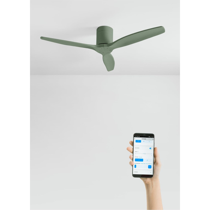 Вентилятор стельовий WINDCALM M з підсвіткою, ABS, 132 см, Wi-Fi, пульт, 40W, Salbeigrün