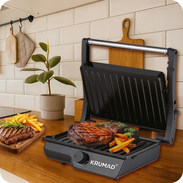 Електричний контактний гриль KRUMAD KMD159, чорний, 2000 Вт