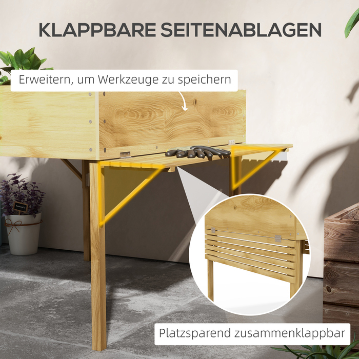 Outsunny Raised Garden Bed, Folding Cold Frame with 12 Dividers, Herb Garden Planter Box, Flower Box, 122x91.5x89cm with Natural Wood and Fleece Fabric