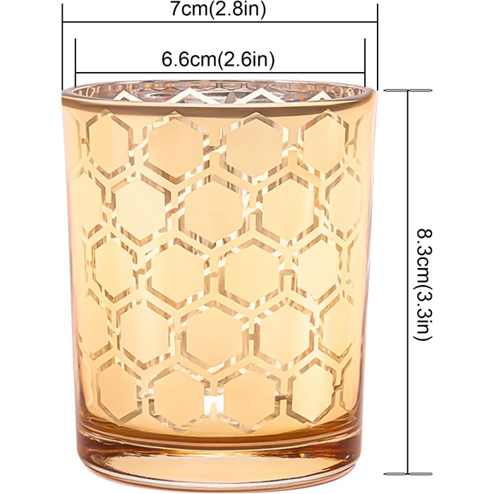 Toptime Tealight Holders, 12 Pieces, Glass Candle Holders for Table Decoration, Romantic Vintage Tealight Glasses with Embossed Dot Pattern, Small Tealight Glass for Wedding, Birthday, Christmas (Gold)