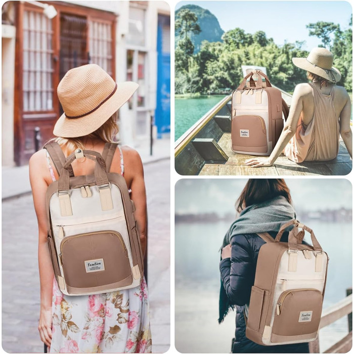 Шкільний рюкзак YAMTION для дівчат-підлітків, 15.6 дюймів: рюкзак для ноутбука, жіночий шкільний ранець з відділенням для ноутбука, для школи, університету, подорожей, роботи, офісу, кремовий