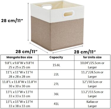 Mangata коробка для зберігання 28x28x28 см, тканинний кошик для одягу та іграшок, набір 3 шт., світло-хаки/біло-бежевий