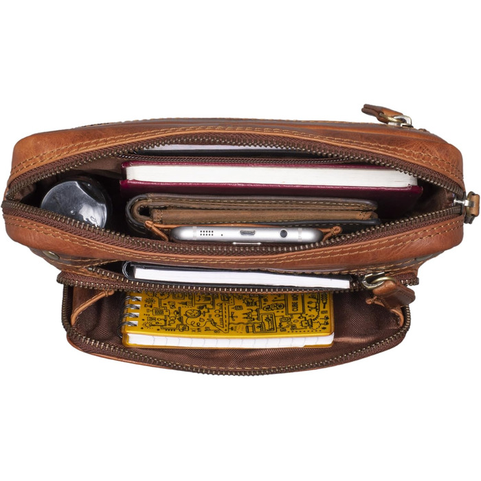 STILORD Сумка на пояс з екошкіри Vintage для чоловіків, жінок та дітей. Сумка через плече, поясна, для подорожей, фестивалів, спорту. Екстравагантний дизайн, реальна шкіра, колір: Cognac