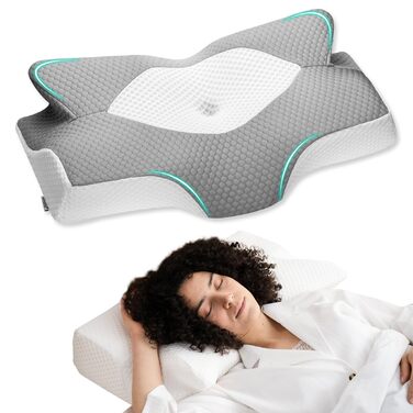 Ортопедична подушка Elviros Memory Foam, ергономічна подушка для шиї, 64x(11,5/13)x40 см (сіра)