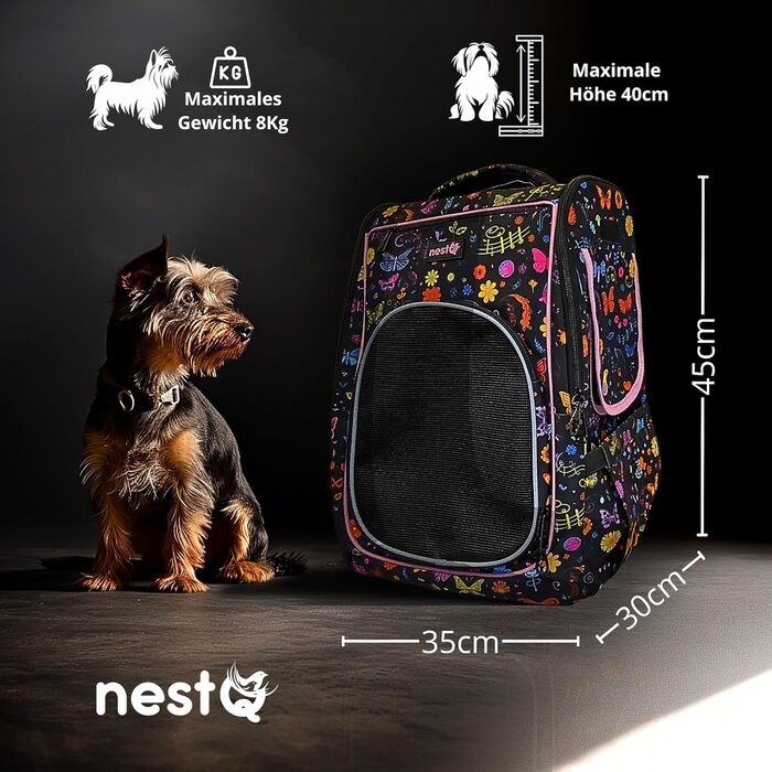 Рюкзак для собак та котів, до 5 кг, ергономічний з вентиляцією, для подорожей (рожевий, з метеликом)
