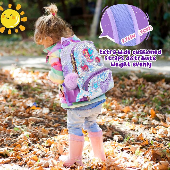 Дитячий рюкзак Єдиноріг для дівчаток з паєтками, персоналізований рюкзак Каваї для школи та садочка, подарунок на день народження або Різдво (Морська хвиля, 40 см)