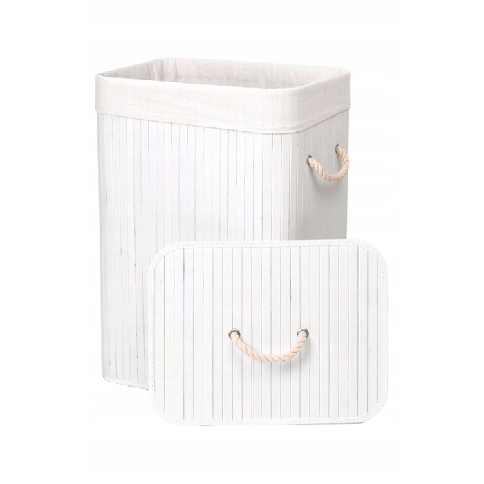 Кошик для білизни та одягу з кришкою, 80 л, 1 секція, білий