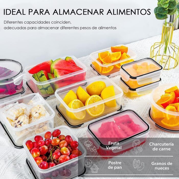 Контейнери для зберігання їжі 48er з кришкою, набір контейнерів для Meal Prep, 24 контейнери + 24 кришки, герметичні та стійкі до протікання, BPA-free, придатні для миття в посудомийній машині, заморожування та використання в мікрохвильовій печі, BXH-24