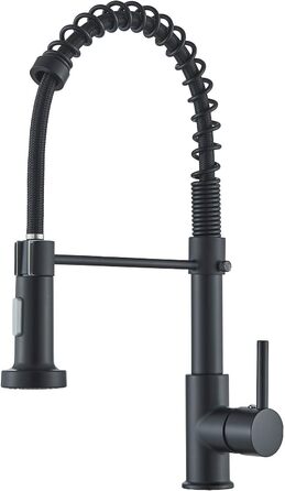 Кухвонний змішувач Hbronzeshower з висувною лійкою, 360° поворот, нержавіюча сталь, чорний