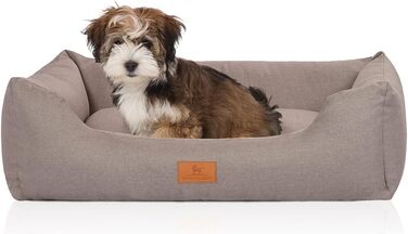 Knuffelwuff Dog Bed Lotte made of Velour with a fine hand-woven character XXL 120 x 85cm - removable cover - washable - for large, medium and small dogs (Light Grey, L 120 x W 85 x H 25 cm)