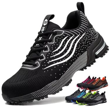 Зручні робочі черевики ISOOUS з металевим носком. Чоловічі та жіночі, чорні, дихаючі, антиковзкі. 43 EU