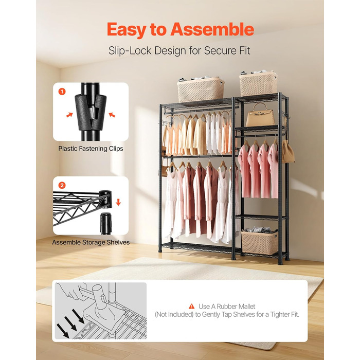 Стійка для одягу VEVOR з 4 перекладинами, 8 гачками та 385,5 кг вантажопідйомністю - для спальні, магазину одягу, прихожої