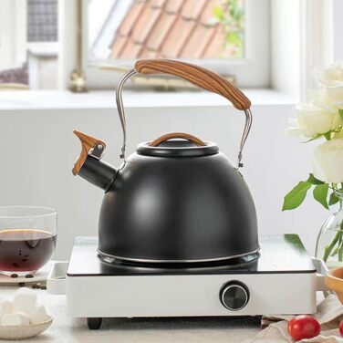 Чайник для плити з свистком 3л з нержавіючої сталі з дерев'яною ручкою