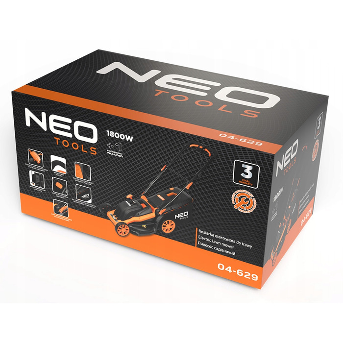 Електрична газонокосарка NEO 1800 Вт з регулюванням висоти та великим травозбірником 45 л