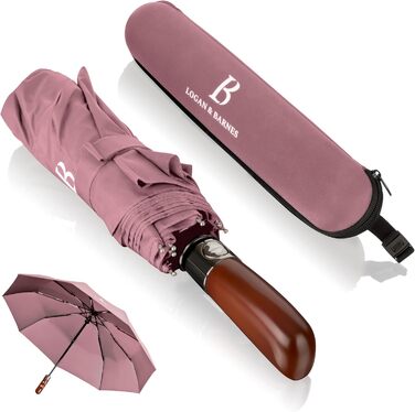 Чорний парасолька LOGAN & BARNES Dublin: штормостійкий, з дерев'яною ручкою, тефлонове покриття