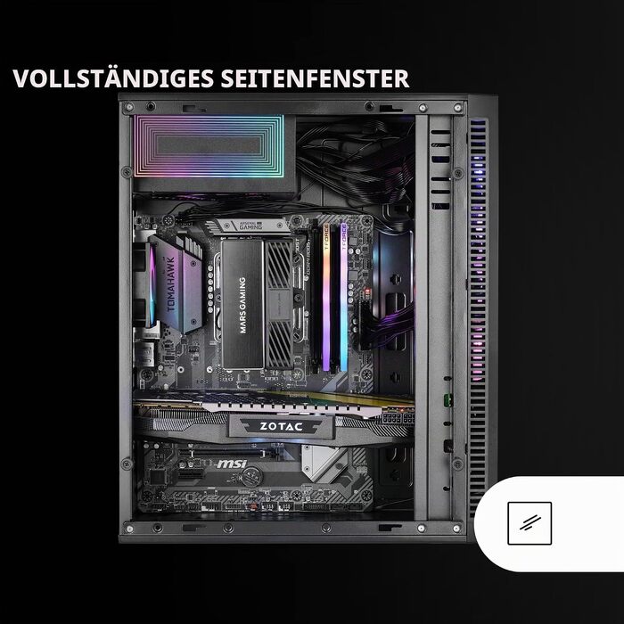Ігровий корпус Mars Gaming MC-Blaze ATX Mid-Tower, RGB підсвітка, 80мм FRGB вентилятор, бічне вікно, чорний