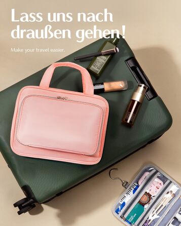 Чоловіча/Жіноча дорожня косметичка для підвішування – водонепроникна косметичка з прозорим вікном, легка, рожева, середнього розміру (30x23x10 см)