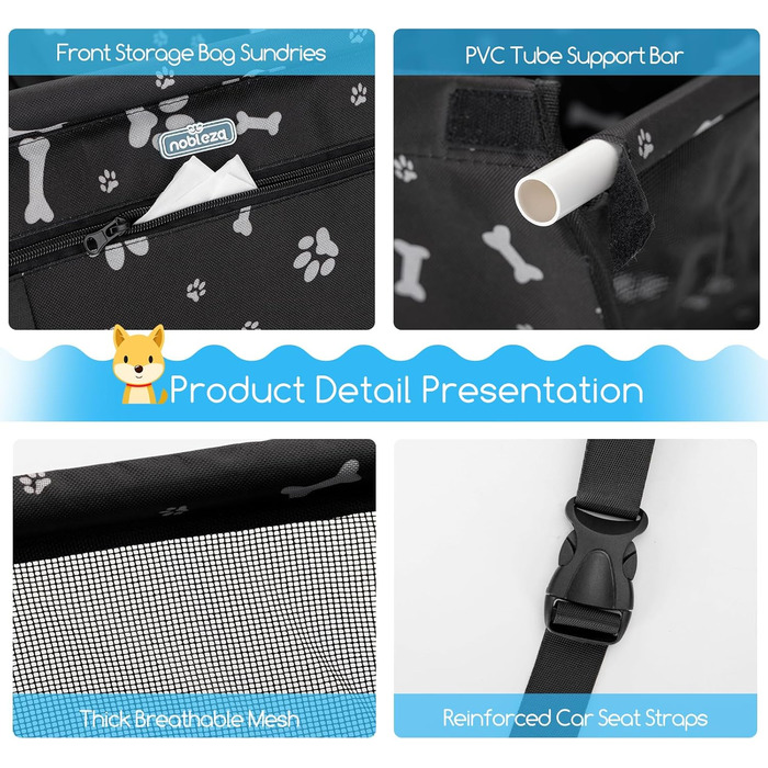 Автомобільний крісло-переноска для собак та котів Nobleza, 40x34x25 см, чорний