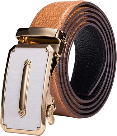 Чоловічий шкіряний ремінь Barry.Wang чорного кольору з автоматичною пряжкою (3 позиції), регульований бізнес-пояс, довжина 130 см, у подарунковій коробці