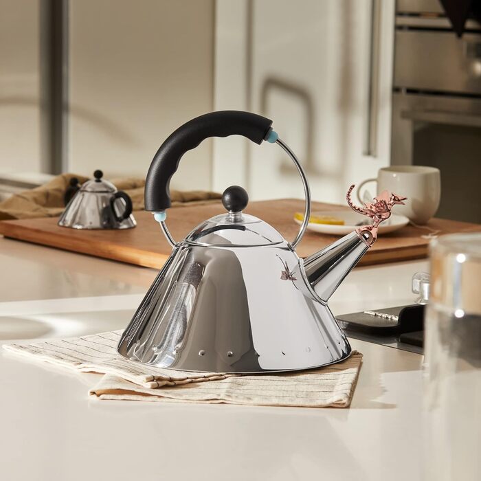 Alessi 9093 REX B Water Kettle, Stainless Steel, Black, 9 x 25 x 26.5 cm, Units, 1.0
