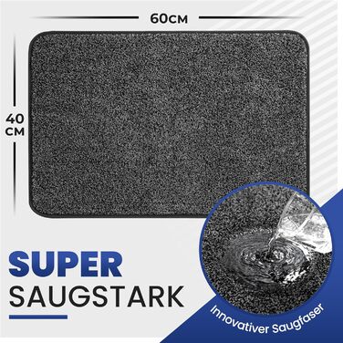 Килимок Mibao SoftStep Luxus 60x90 см – грязезахисний, антиковзкий, вологопоглинаючий килимок для дому (чорний)