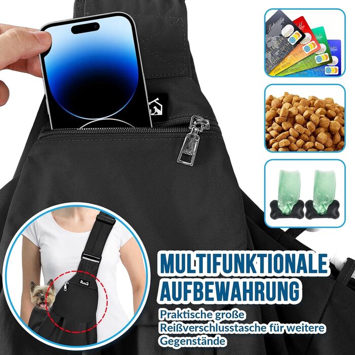 Сумка-переноска для собак SlowTon, чорна водонепроникна, M (для тварин 2,7-5,4 кг)