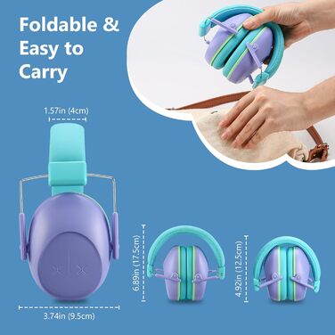 Навушники для захисту від шуму ProCase для дітей, 24dB NRR, складні, регульовані, фіолетові