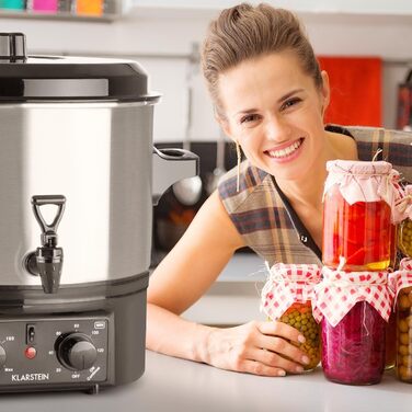 Klarstein Biggie Small - Canning Machine, Canning Pot, Preserving Pot, Mulled Wine Machine, electric, 16L capacity, 2000 watts, adjustable temperature, timer up to 120 minutes, silver