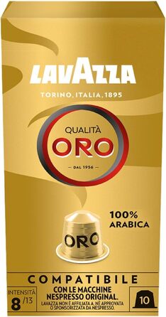 Кава Lavazza Qualità Oro вTалімінієвих капсулах для Nespresso Original, 10 шт
