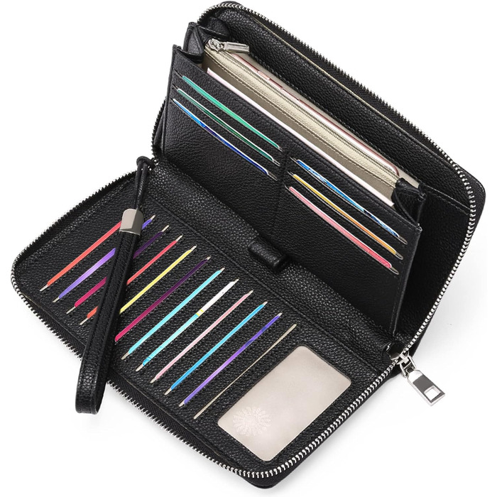 GAEKEAO Women's Wallet, Large Capacity Leather Women's Wallet Zipper Clutch with RFID Blocking and Multiple [Card/Cash] Slots