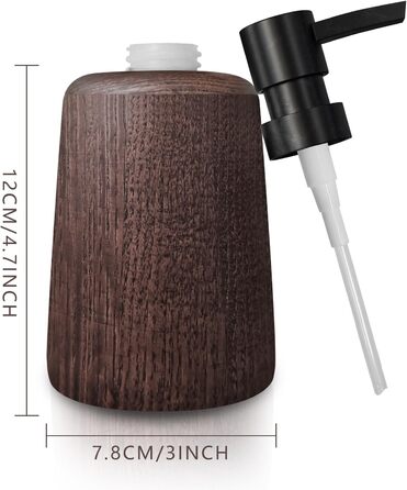 Дозатор для мила ручної роботи з темного дерева, пластиковий насос, елемент декору ванної кімнати, багаторазовий дозатор, пляшка для душу, неслизьке дно, довговічний та стильний