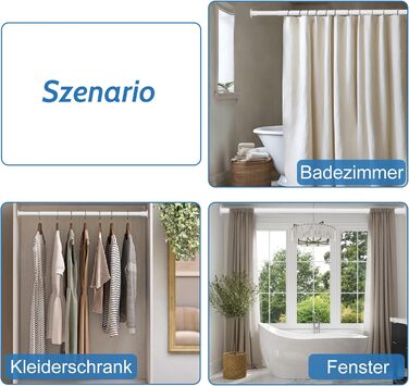 Висувна штанга для душу, штанга для душу без свердління, кріпиться без свердління, для шафи (70-195 см, білий)