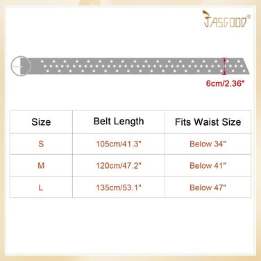 Жіночий широкий пояс JasGood з прорізними пірсингами та круглою застібкою, пояс з пірсингом, пояс для талії для вінтажних джинсів, штанів, суконь. Розмір S (підходить для талії до 88 см) (Коричневий, Розмір S (підходить для талії до 88 см))