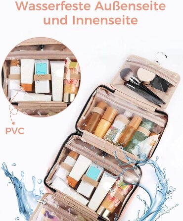 Косметичка для жінок, дорожня косметичка з можливістю підвішування, прозора косметичка для макіяжу та туалетних аксесуарів, рожева