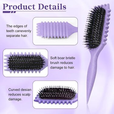 Щітка для локонів Lockenbürste: антистатична стилінг-щітка з вентиляцією для мокрого та сухого волосся, ідеальна для кучерявого волосся та створення об'єму (фіолетова)