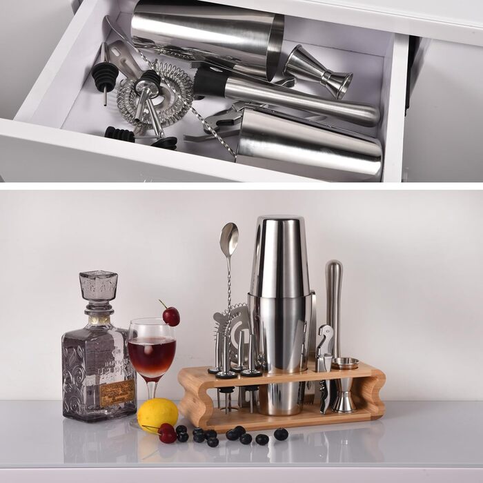 Набір для коктейлів Esmula 550/750 мл, 12 предметів, нержавіюча сталь, професійний набір бармена, подарунок для чоловіків та жінок, стильний набір для домашнього бару + буклет з рецептами