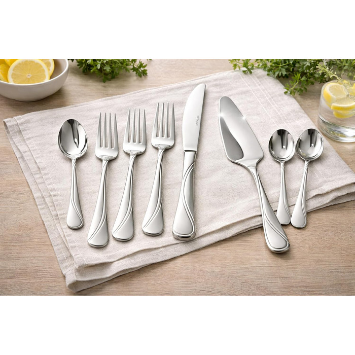Набір столових приборів SATIN 72 предмети з нержавіючої сталі на 12 осіб (виделки, ложки, ножі) у кейсі