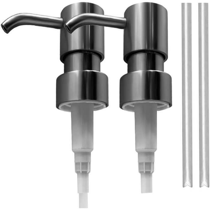 Дозатор для мила Suanti, 425 мл, з помпою з нержавіючої сталі, наповнюваний, квадратний, декоративний, для мила для рук, миття посуду та лосьйону, стиль мармур (срібна помпа - 2 шт.)