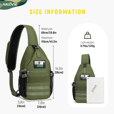 Чоловіча тактична сумка на плече HALOVIE, захист від крадіжок, Crossbody Sling Bag, армійний колір