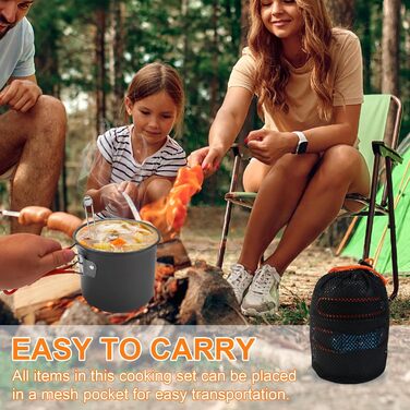 Набір посуду для кемпінгу KXVXXV з нержавіючої сталі: посуд, каструлі, каструлі для кемпінгу, приготування їжі на природі, пікніків, риболовлі та походів