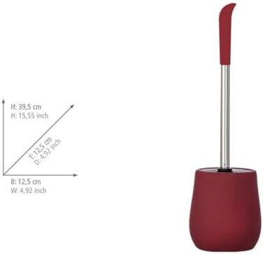 Набір для туалету WENKO Sydney Matt з м'якою обробкою Soft-Touch, кераміка, тримач для щітки, 12.5 x 39.5 x 12.5 см, матовий, червоний