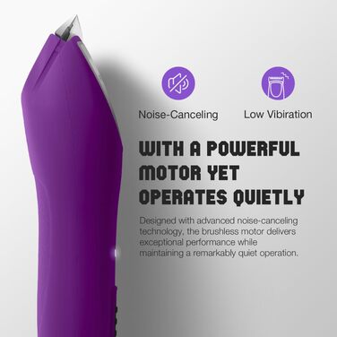 Професійна машинка для стрижки собак, 2 швидкості, ергономічний дизайн, для собак та котів, триммер для довгого, густого та кучерявого хутра (фіолетовий)