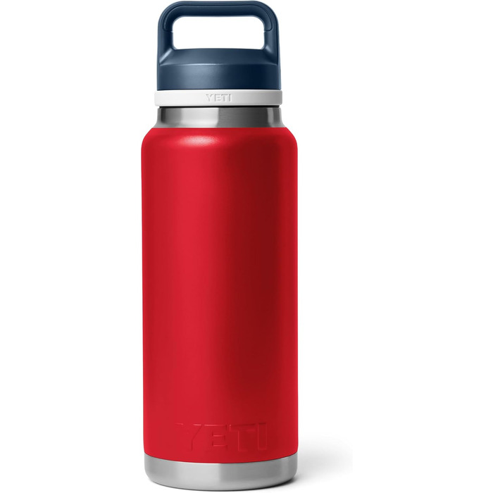 Термос-пляшка YETI Rambler 1 л, вакуумна ізоляція, нержавіюча сталь, герметична кришка з носиком (Rescue Red/White/Navy)