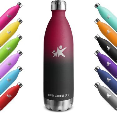 Термос KollyKolla з нержавіючої сталі 500мл/750мл/1л: термос-пляшка, спортивна, для дітей, без BPA, ізотермічна, для школи, кемпінгу, фітнесу, подорожей (1000 мл)